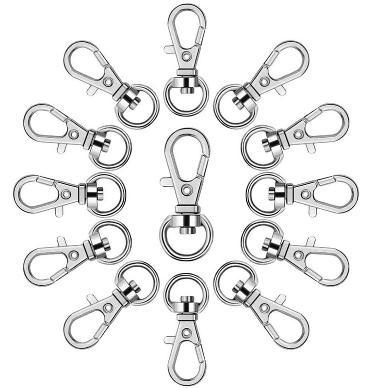 Oubaka 100Pcs Swivel Snap Hook,Stainless Steel Key Chain Clip Hooks Swivel Lanyard Snap Hook Keychain Hooks for Keychain Lanyard,Jewelry,DIY Crafts Supplies - Image 1